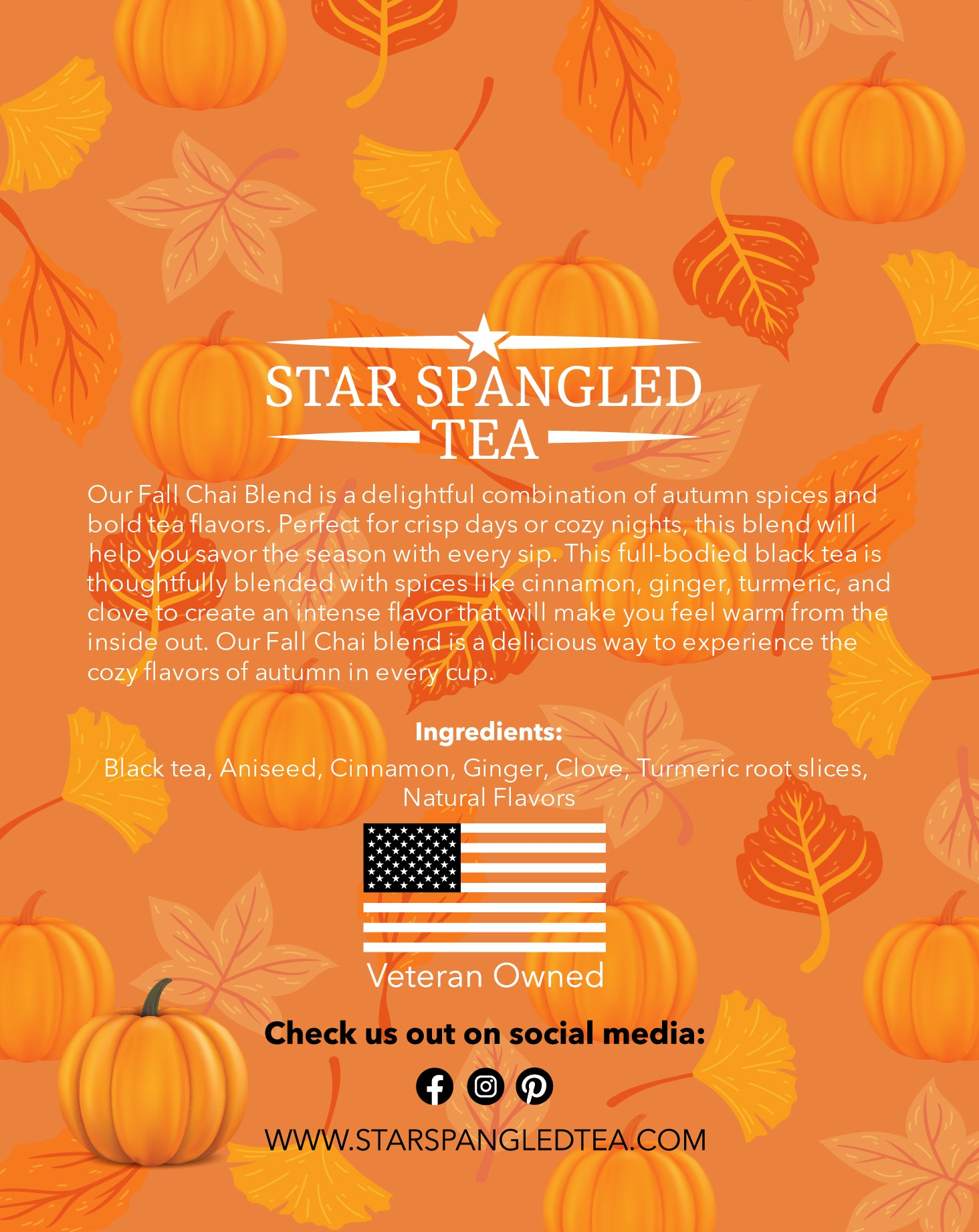 Fall Spiced Chai Loose Leaf Tea | Cozy Autumn Blend | Star Spangled